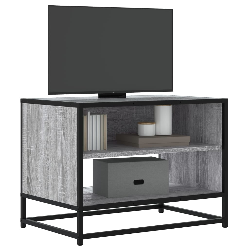 vidaXL Mueble TV madera ingeniería y metal roble ahumado 61x40x46 cm