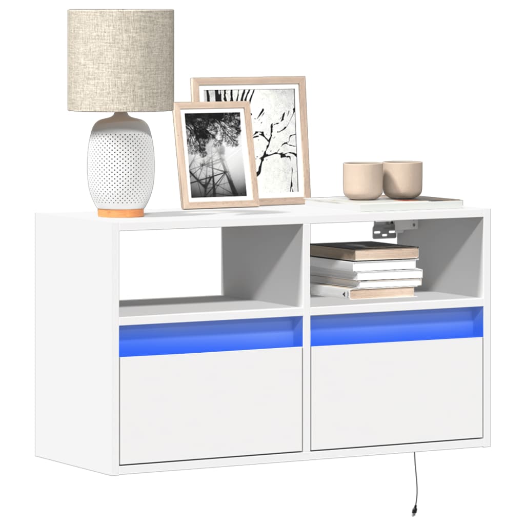 vidaXL Mueble de TV de pared con luces LED blanco 80x31x45 cm