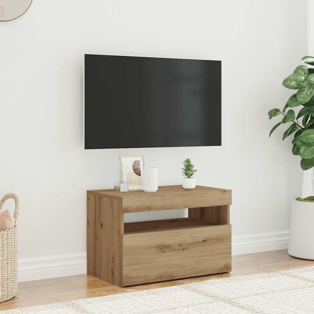 vidaXL Mueble de TV luces LED madera roble artisan 60x35x40 cm - Image 4
