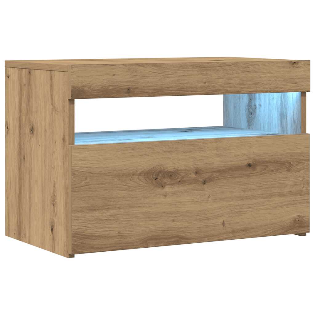 vidaXL Mueble de TV luces LED madera roble artisan 60x35x40 cm - Image 3