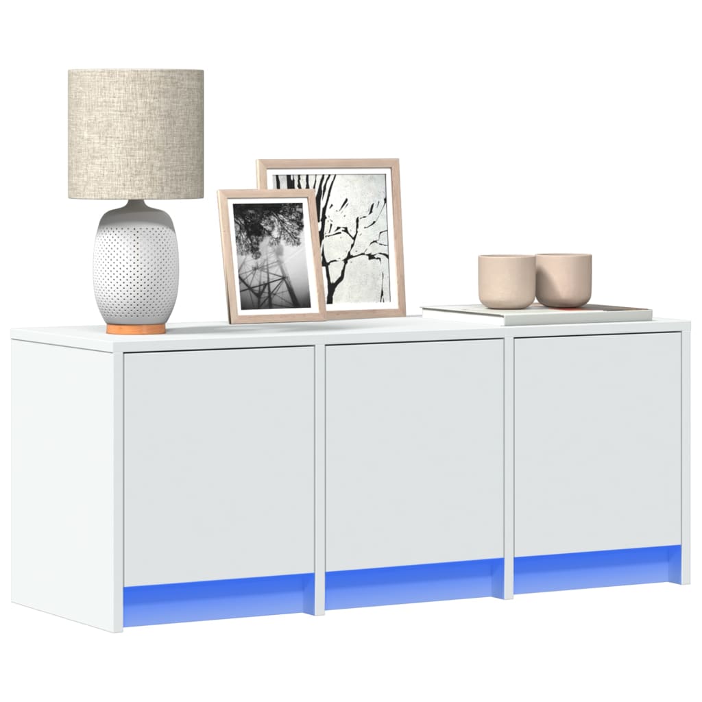 vidaXL Mueble de TV con LED madera de ingeniería blanco 97x34x40 cm