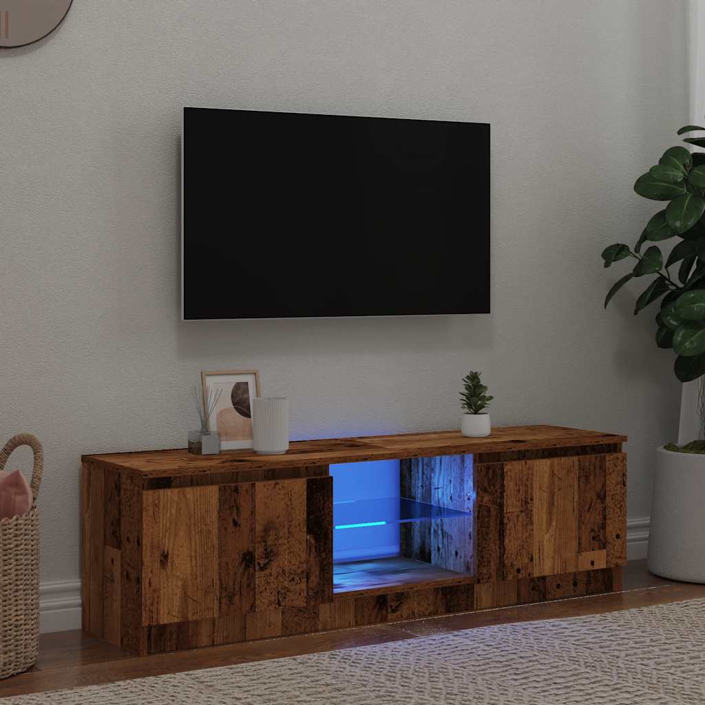 vidaXL Mueble TV luces LED madera ingeniería envejecida 120x30x36 cm