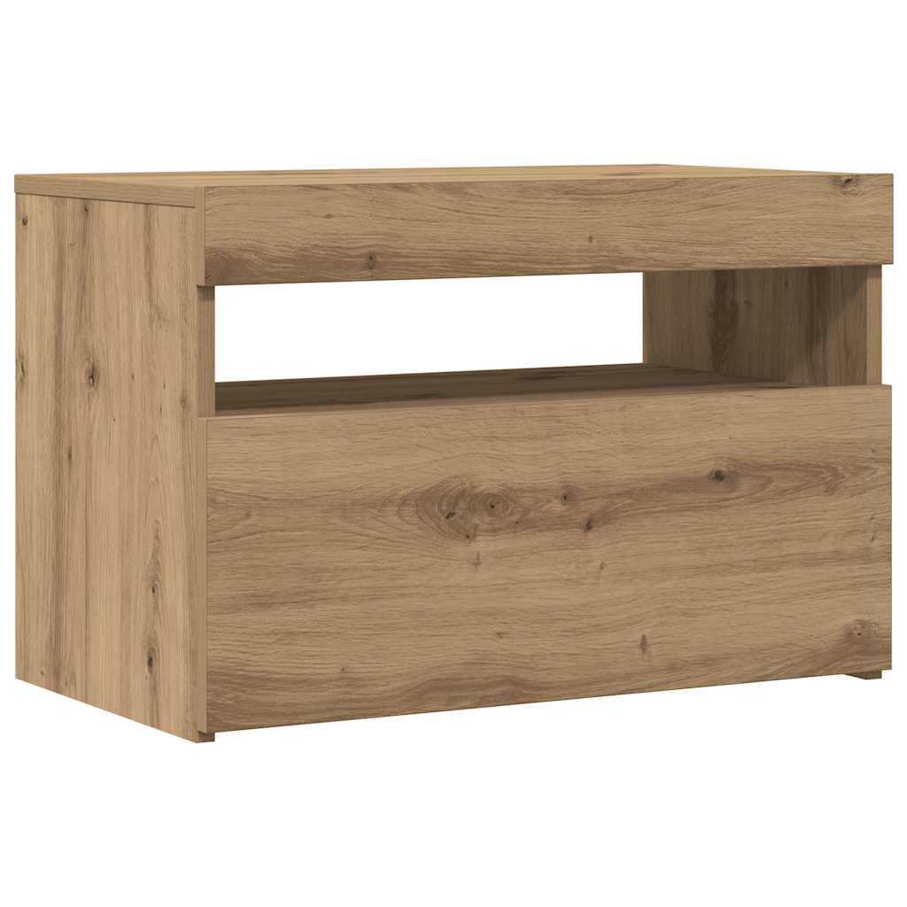 vidaXL Mueble de TV luces LED madera roble artisan 60x35x40 cm - Image 6
