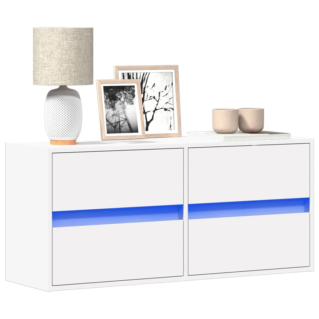 vidaXL Mueble de TV de pared con luces LED blanco 100x31x45 cm