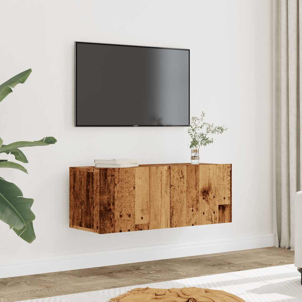 vidaXL Muebles para TV de pared 2 uds madera envejecida 80x30x30 cm