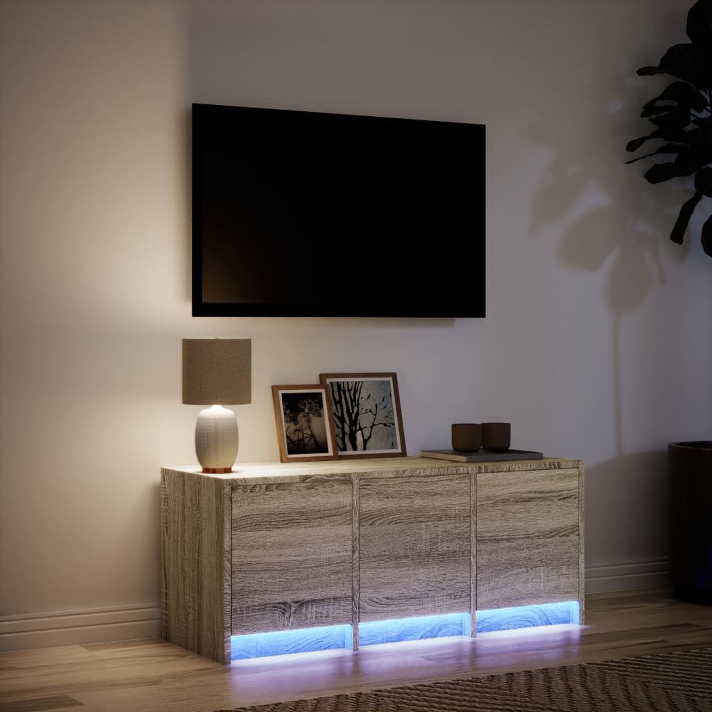 vidaXL Mueble de TV LED madera de ingeniería roble Sonoma 97x34x40 cm - Image 5