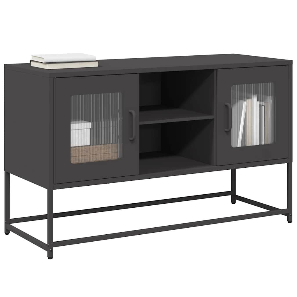 vidaXL Mueble para TV de acero negro 100,5x39x60,5 cm