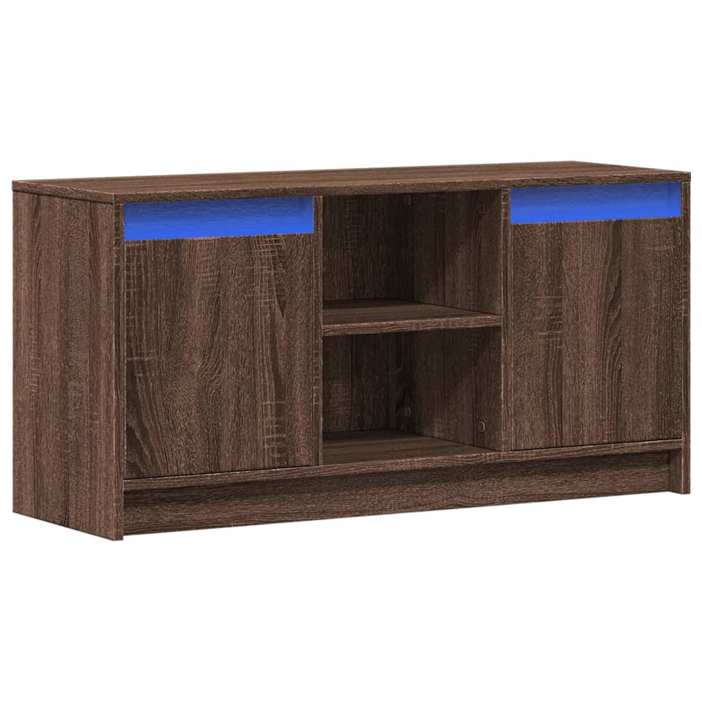 vidaXL Mueble de TV LED madera ingeniería marrón roble 100x34x50 cm - Image 3