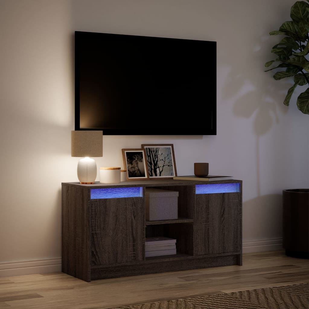 vidaXL Mueble de TV LED madera ingeniería marrón roble 100x34x50 cm - Image 5