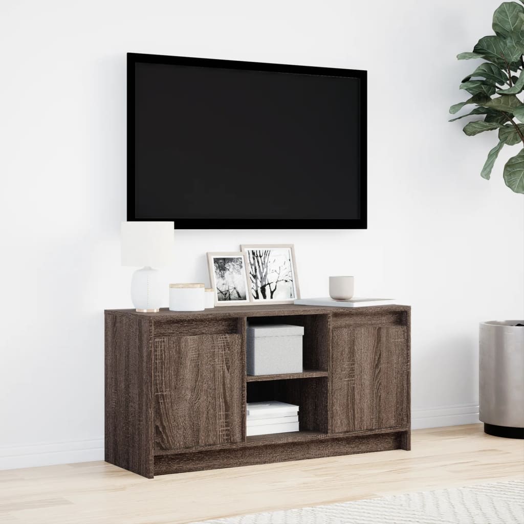 vidaXL Mueble de TV LED madera ingeniería marrón roble 100x34x50 cm - Image 4