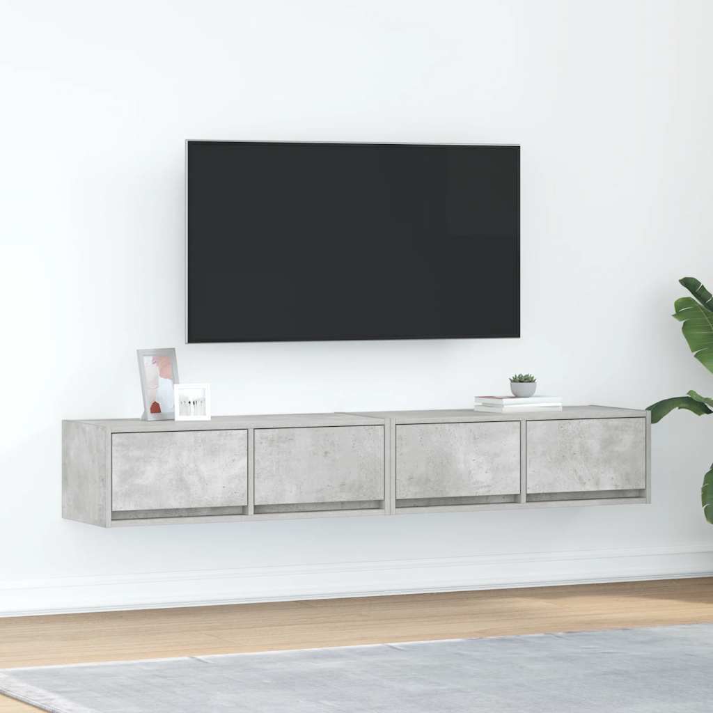 vidaXL Muebles de TV 2uds madera ingeniería gris hormigón 80x31x25,5cm