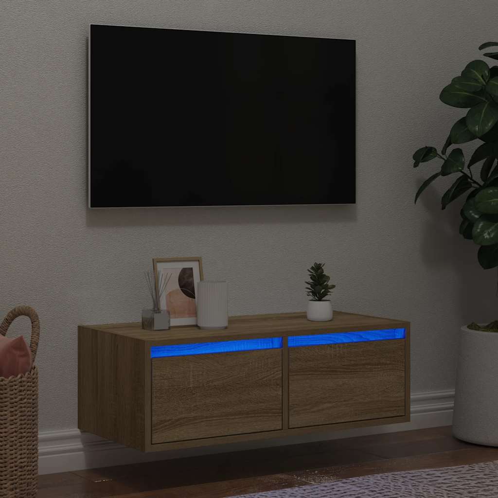 vidaXL Mueble de TV con luces LED roble sonoma 75x35,5x25 cm
