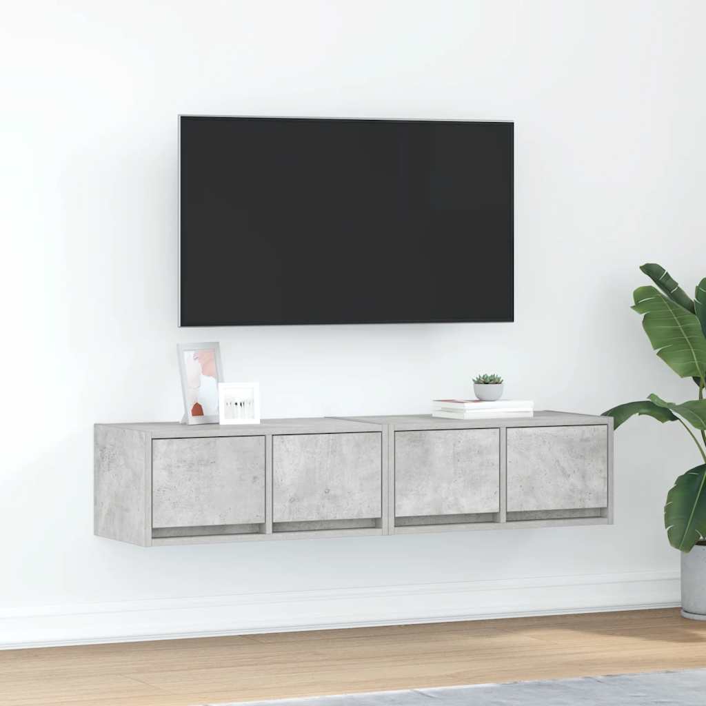 vidaXL Muebles de TV 2uds madera ingeniería gris hormigón 60x31x25,5cm