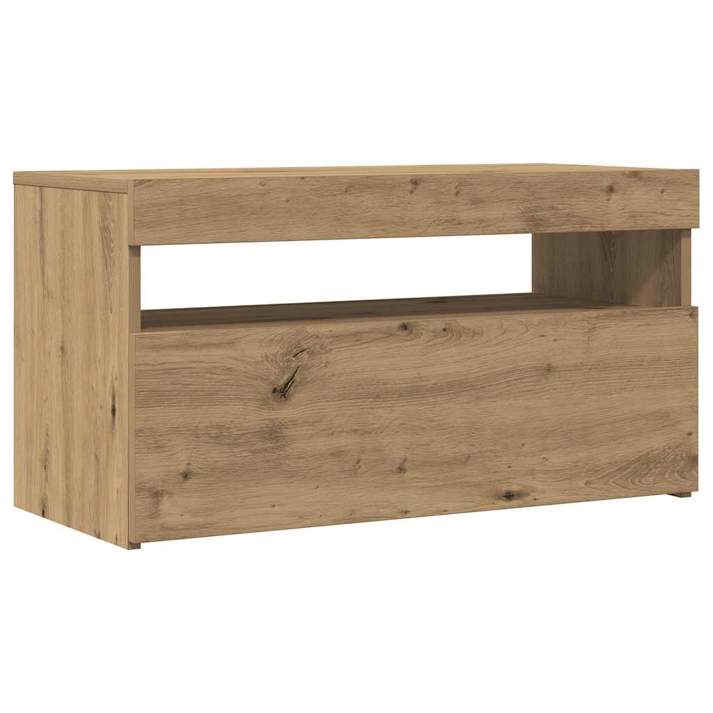 vidaXL Mueble de TV luces LED madera roble artisan 75x35x40 cm - Image 6