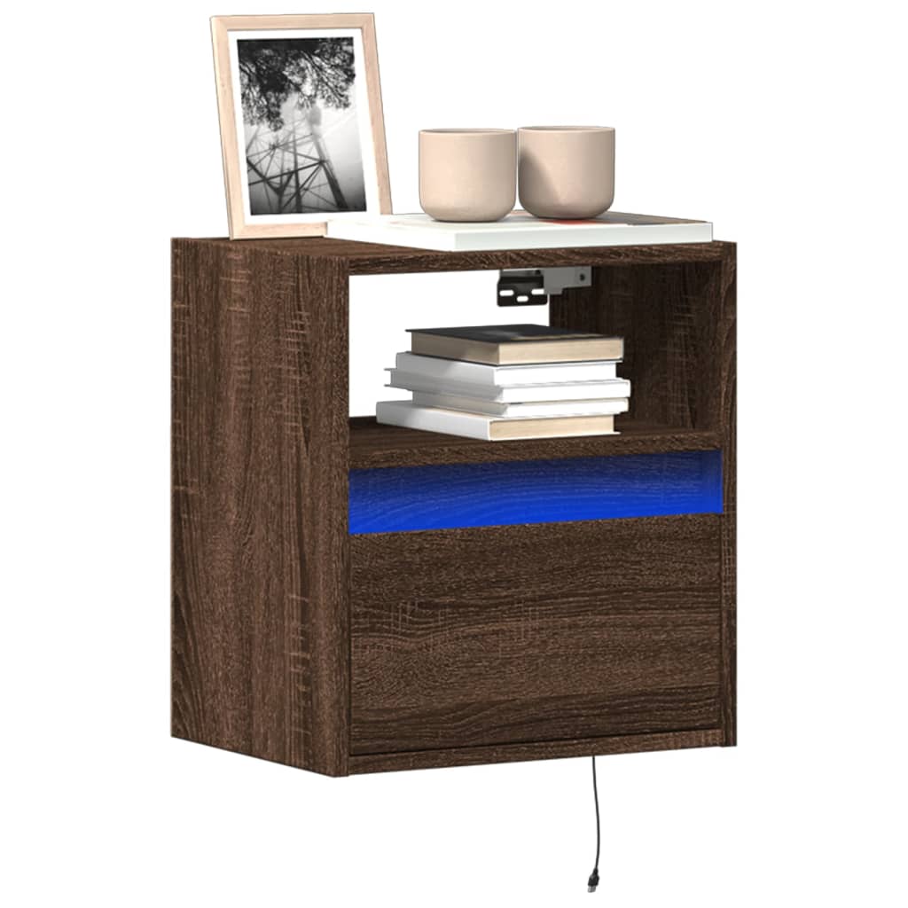 vidaXL Mueble de TV de pared con luces LED marrón roble 41x31x45 cm