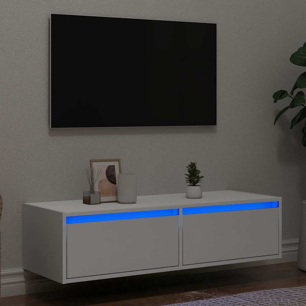 vidaXL Mueble de TV con luces LED blanco 100X35,5x25 cm