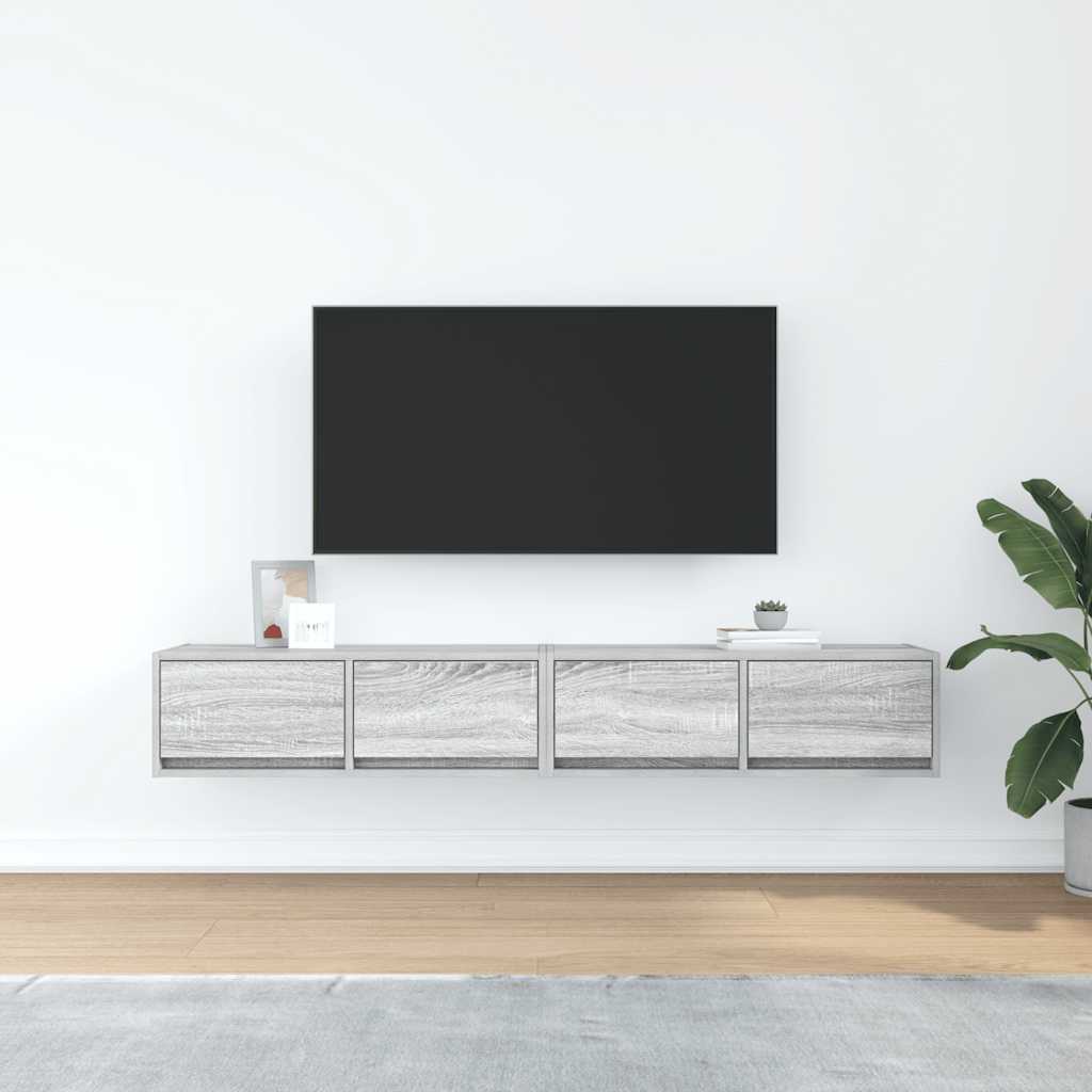 vidaXL Muebles de TV 2 uds madera ingeniería gris Sonoma 80x31x25,5 cm - Image 3