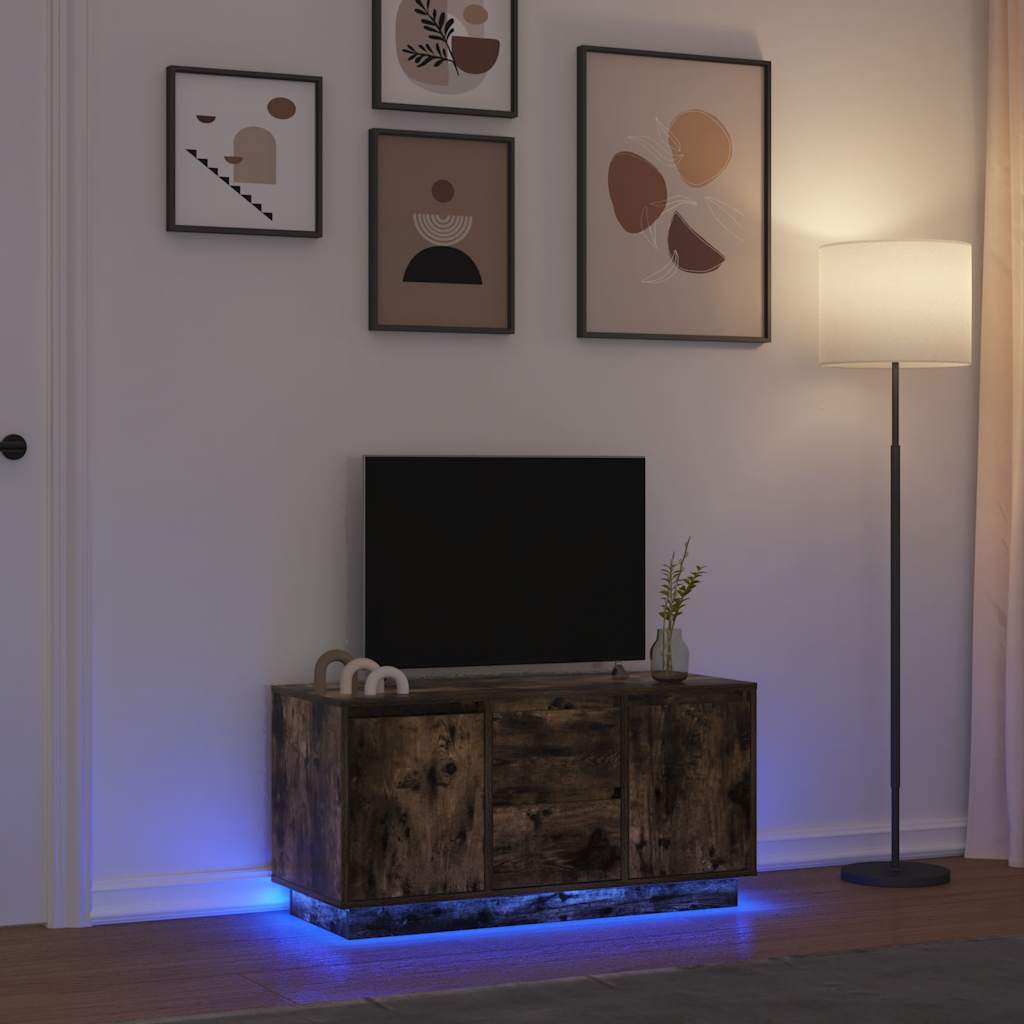 vidaXL Mueble de TV con luces LED roble ahumado 100x41x50 cm