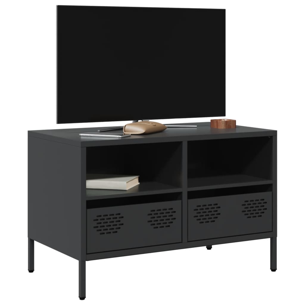 vidaXL Mueble para TV acero laminado en frío negro 68x39x43,5 cm