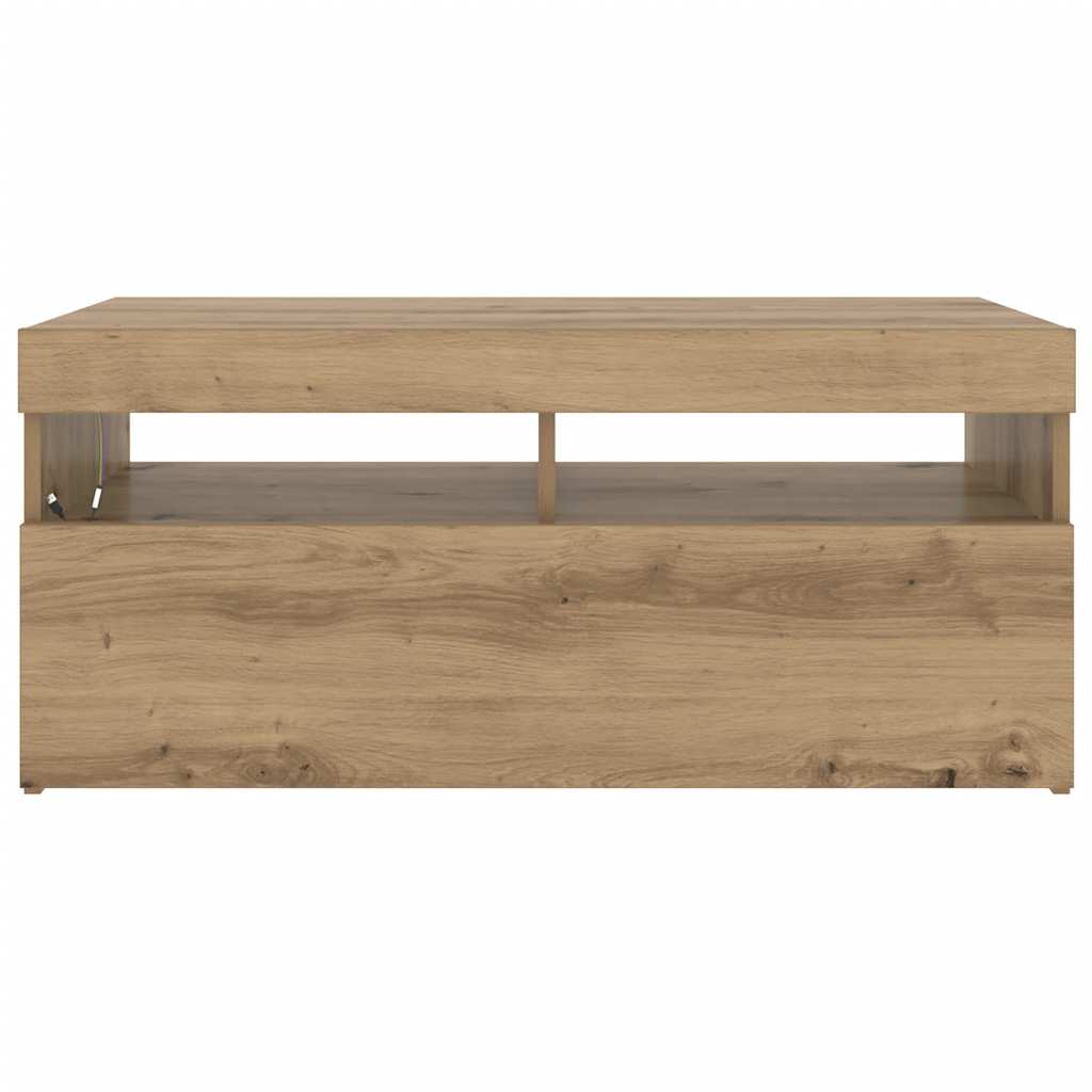 vidaXL Mueble de TV luces LED madera roble artisan 90x35x40 cm - Image 6
