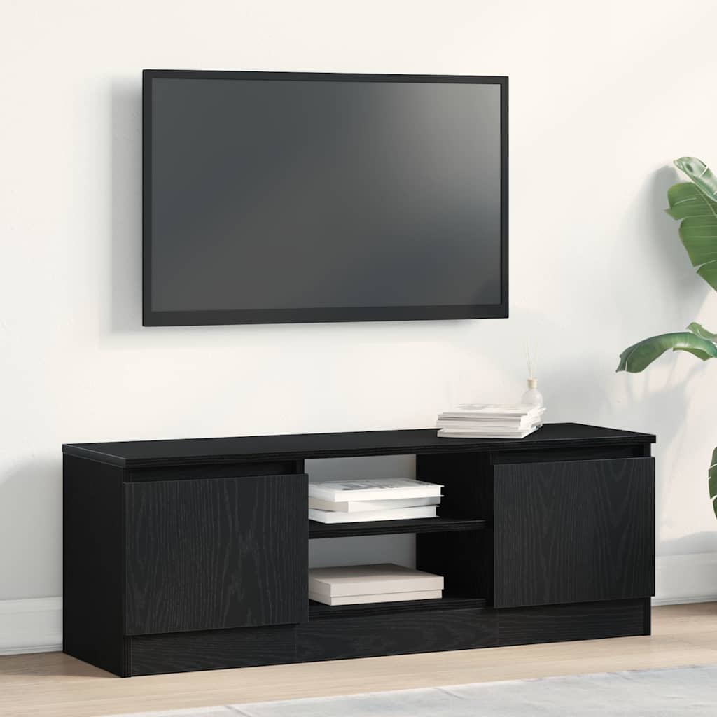 vidaXL Mueble de TV de madera de roble negro 102x30x36 cm