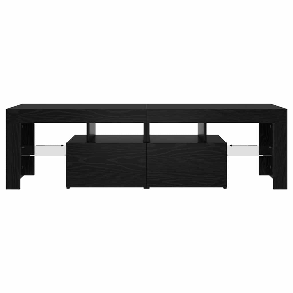 vidaXL Mueble de TV con luces LED roble negro 140x36,5x40 cm - Image 6