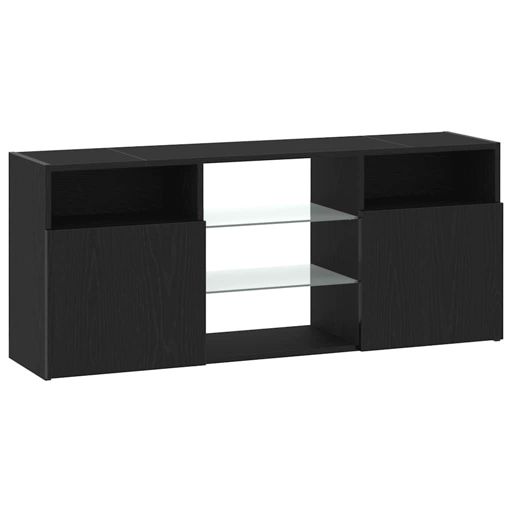 vidaXL Mueble de TV con luces LED roble negro 120x30x50 cm - Image 3