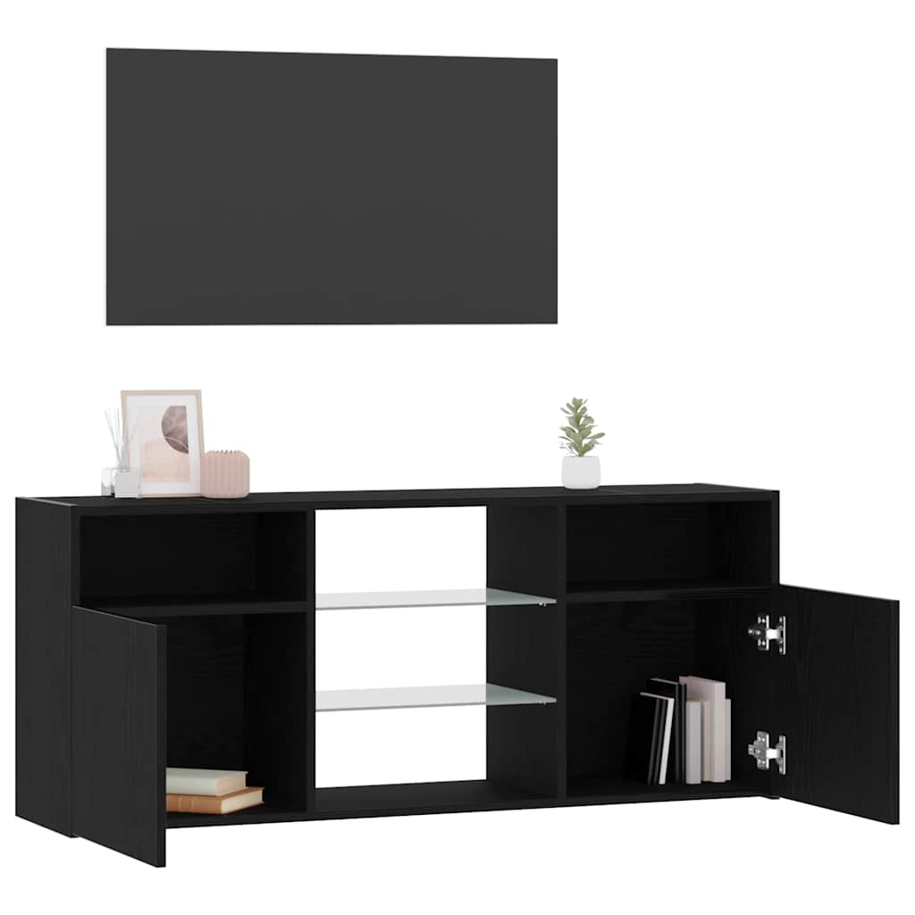 vidaXL Mueble de TV con luces LED roble negro 120x30x50 cm - Image 5