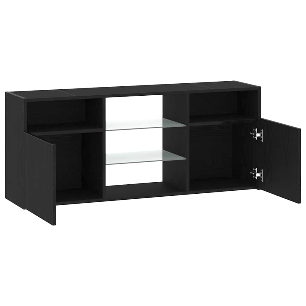 vidaXL Mueble de TV con luces LED roble negro 120x30x50 cm - Image 6