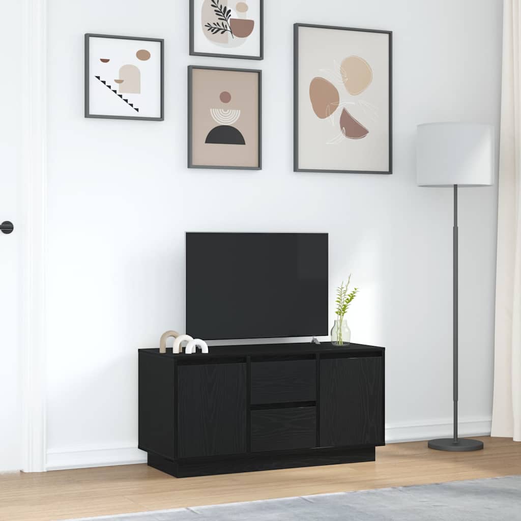 vidaXL Mueble de TV con luces LED roble negro 100x41x50 cm - Image 4