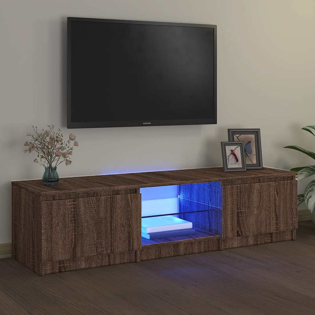 vidaXL Mueble de TV con luces LED marrón roble 140x40x36 cm
