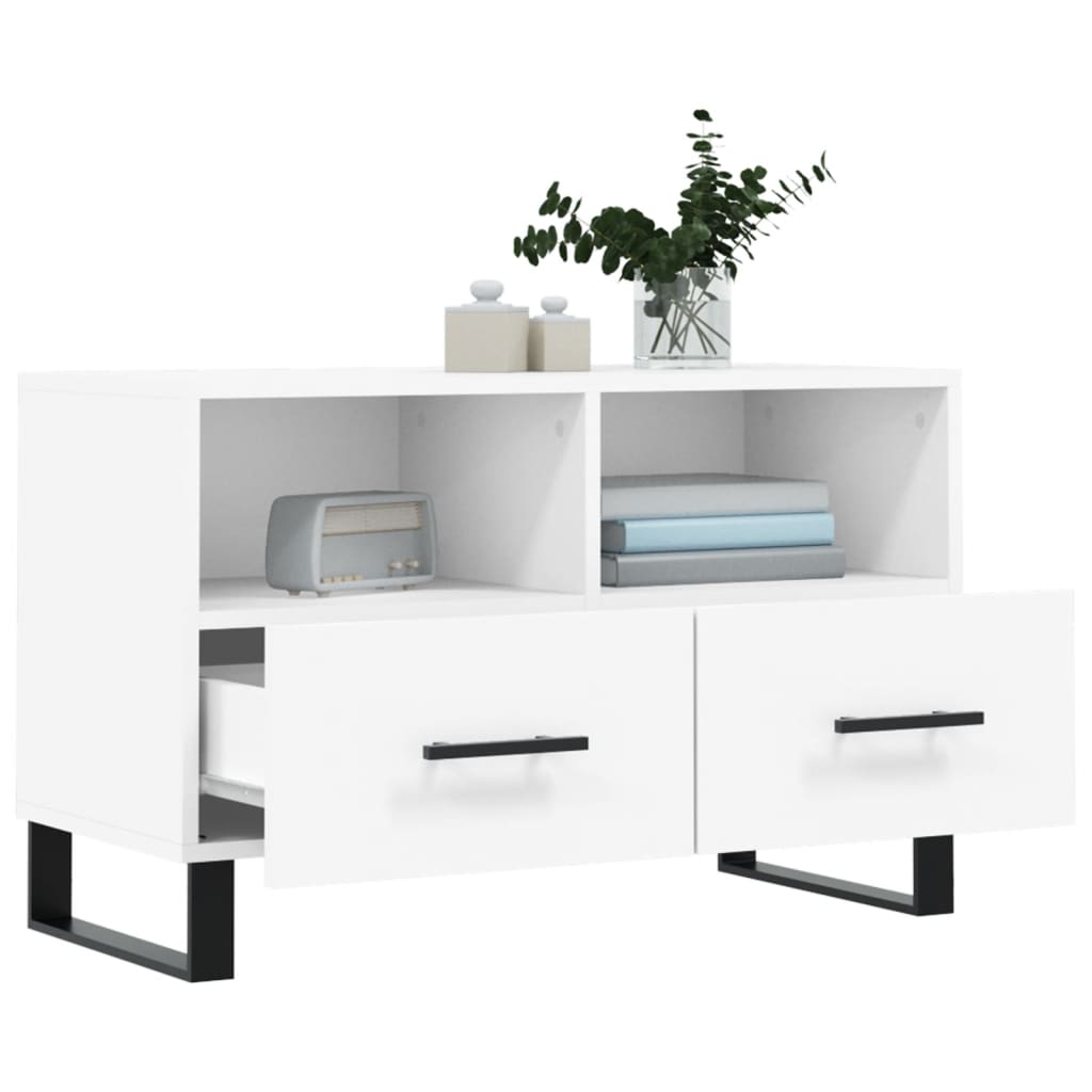 vidaXL Mueble para TV madera contrachapada blanco 80x36x50 cm - Image 4