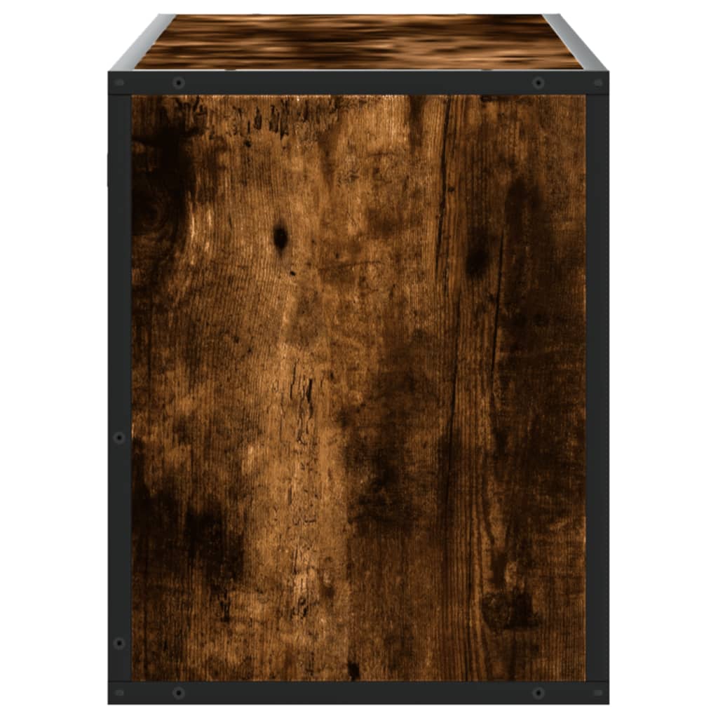 vidaXL Mueble TV metal y madera contrachapada roble humo 100x31x39,5cm - Image 5