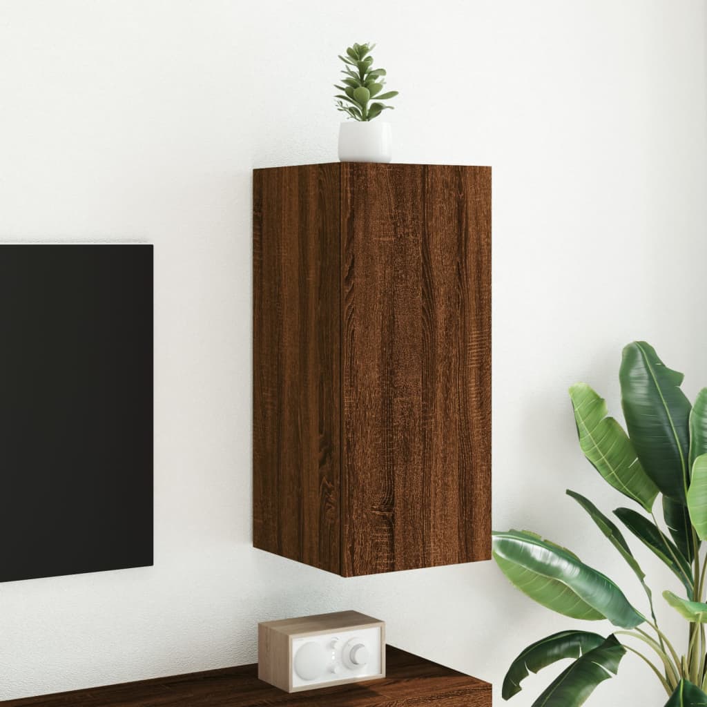 vidaXL Mueble de TV de pared con luces LED roble marrón 30,5x35x70 cm - Image 5