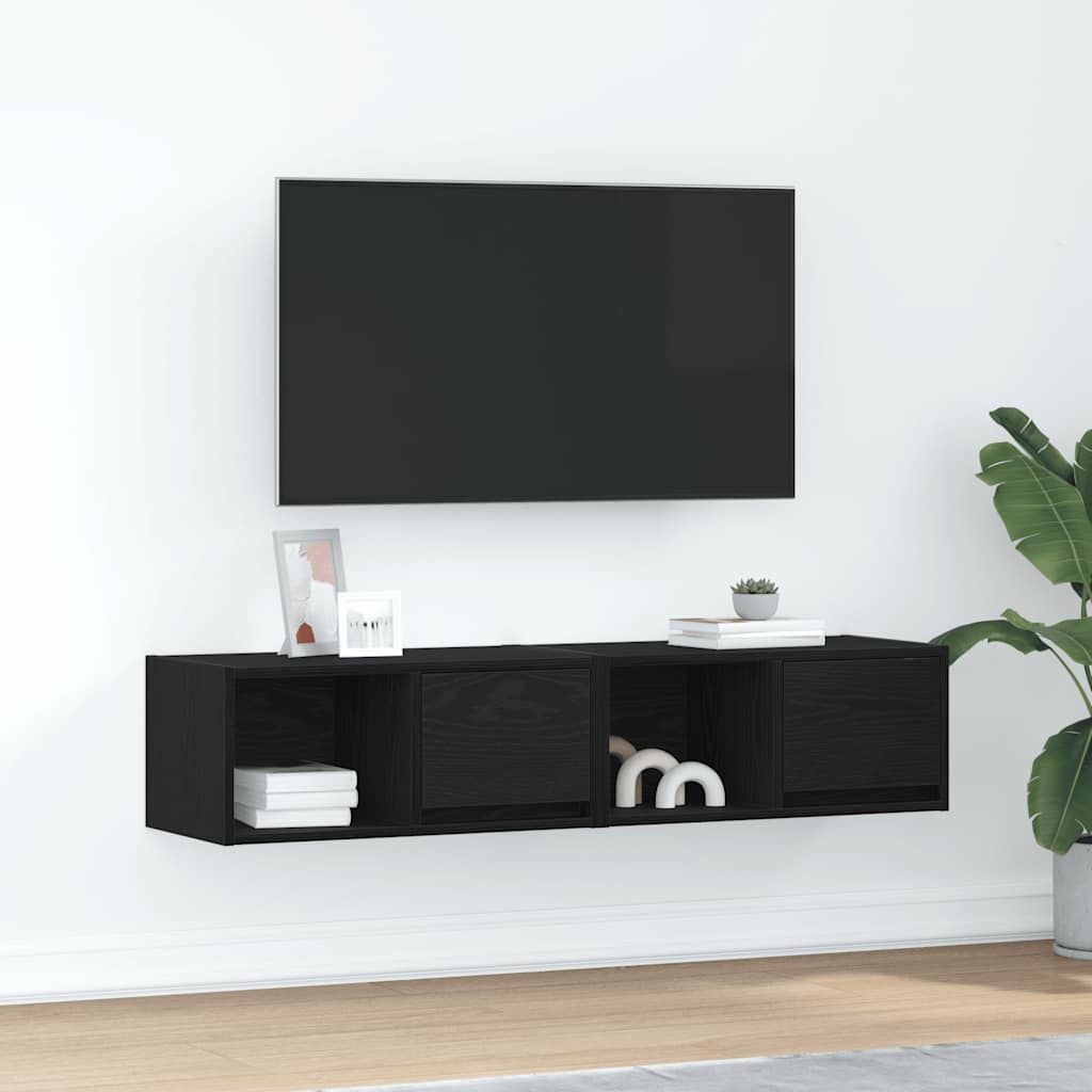 vidaXL Muebles de TV 2 uds Roble Negro 60x31x25,5 cm Madera ingeniería