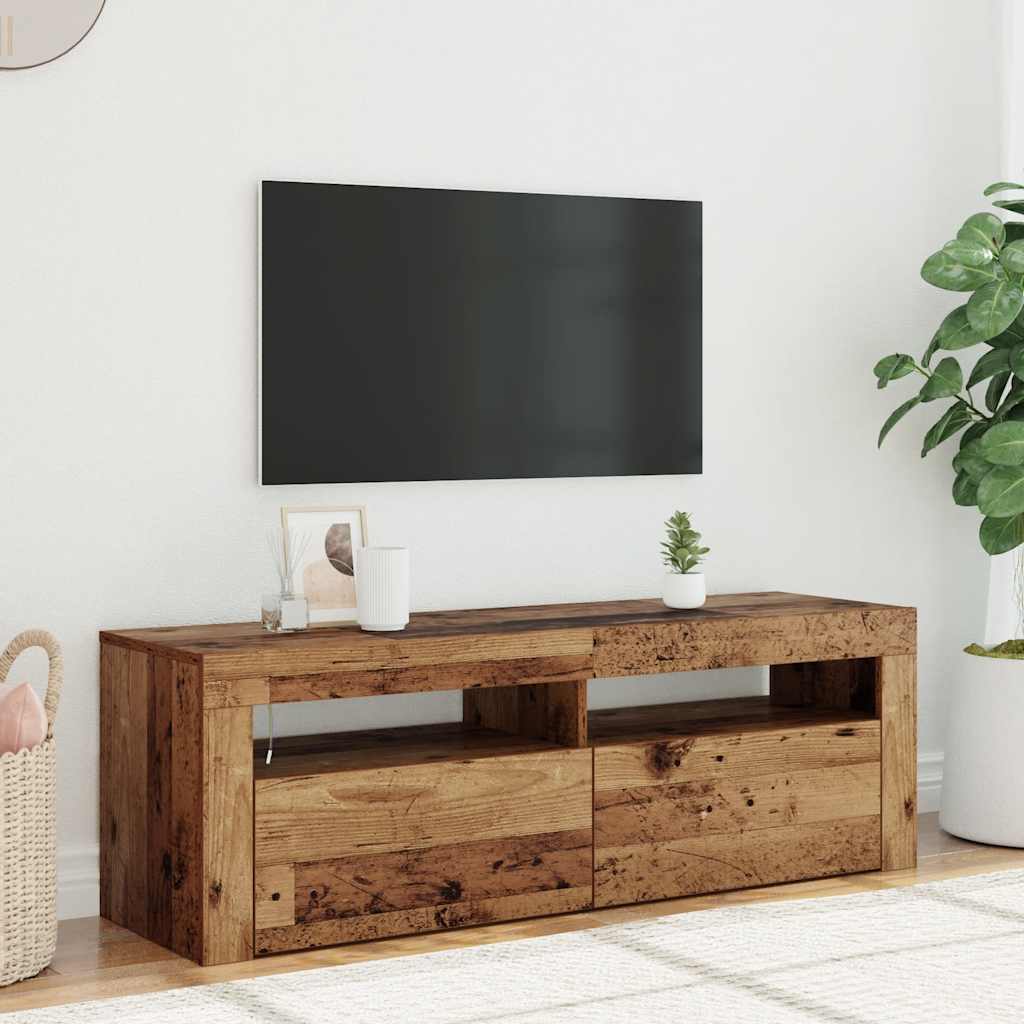 vidaXL Mueble TV luces LED madera ingeniería envejecida 120x35x40 cm