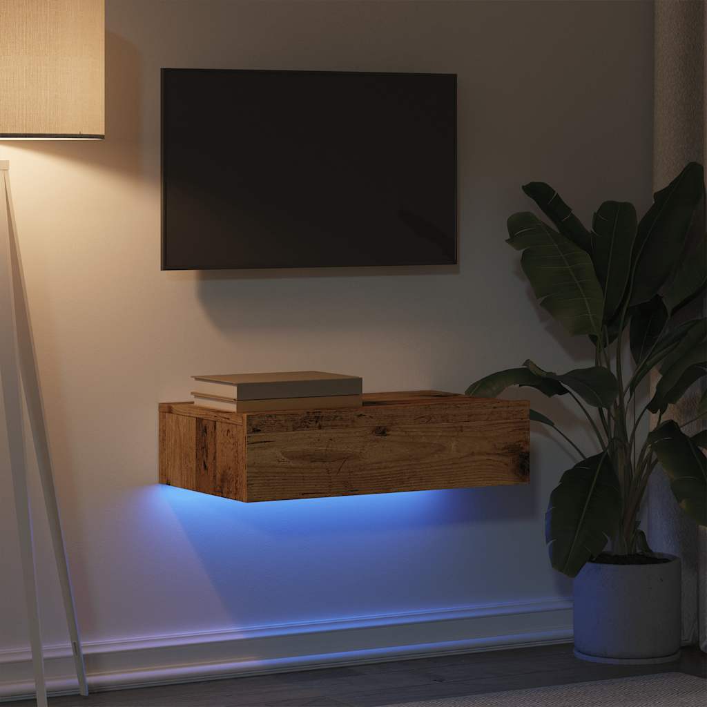 vidaXL Mueble de TV con luces LED envejecida 60x35x15,5 cm - Image 4