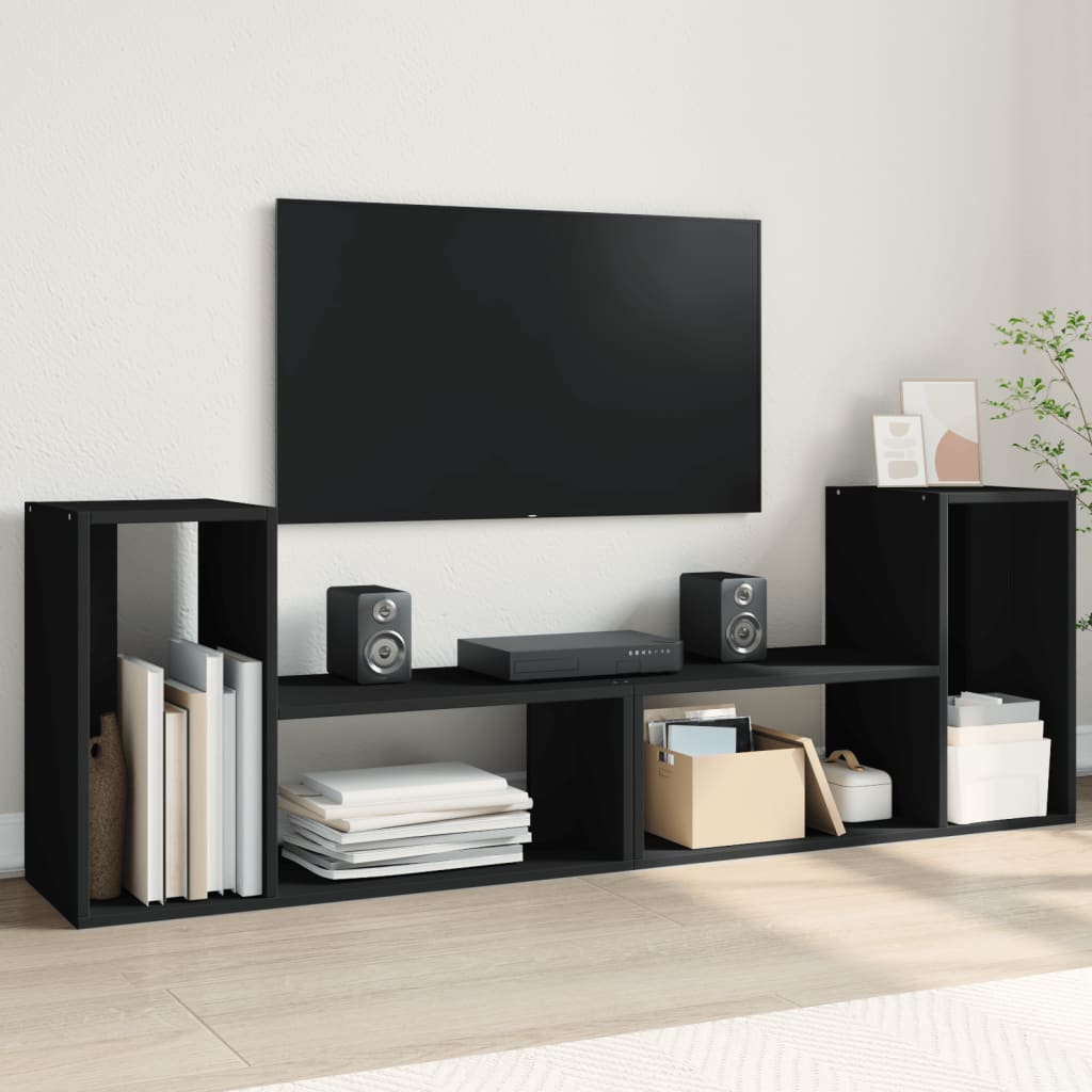 vidaXL Muebles para TV 2 uds madera de ingeniería negro 75x30x50 cm