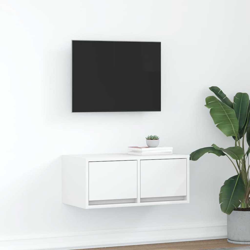 vidaXL Mueble de TV de madera de ingeniería blanco 60x31x25,5 cm
