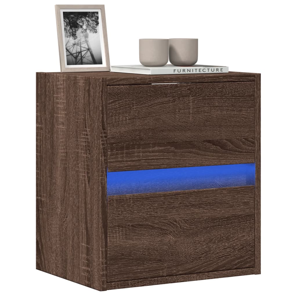 vidaXL Mueble de TV de pared con luces LED marrón roble 41x31x45 cm