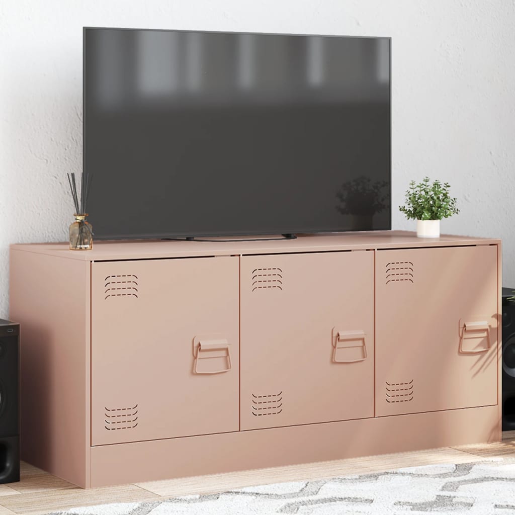 vidaXL Mueble para TV de acero rosa 99x39x44 cm