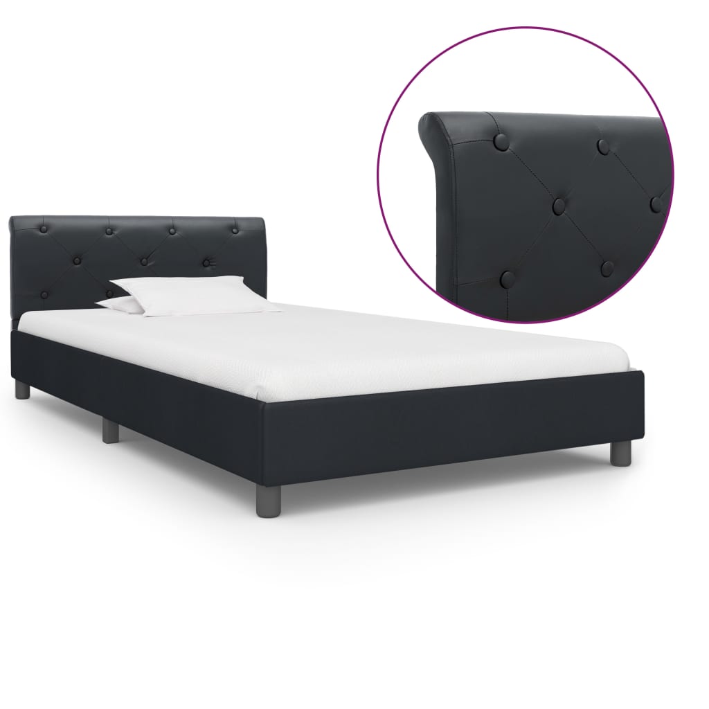 vidaXL Estructura de cama sin colchón cuero sintético negro 90x200 cm