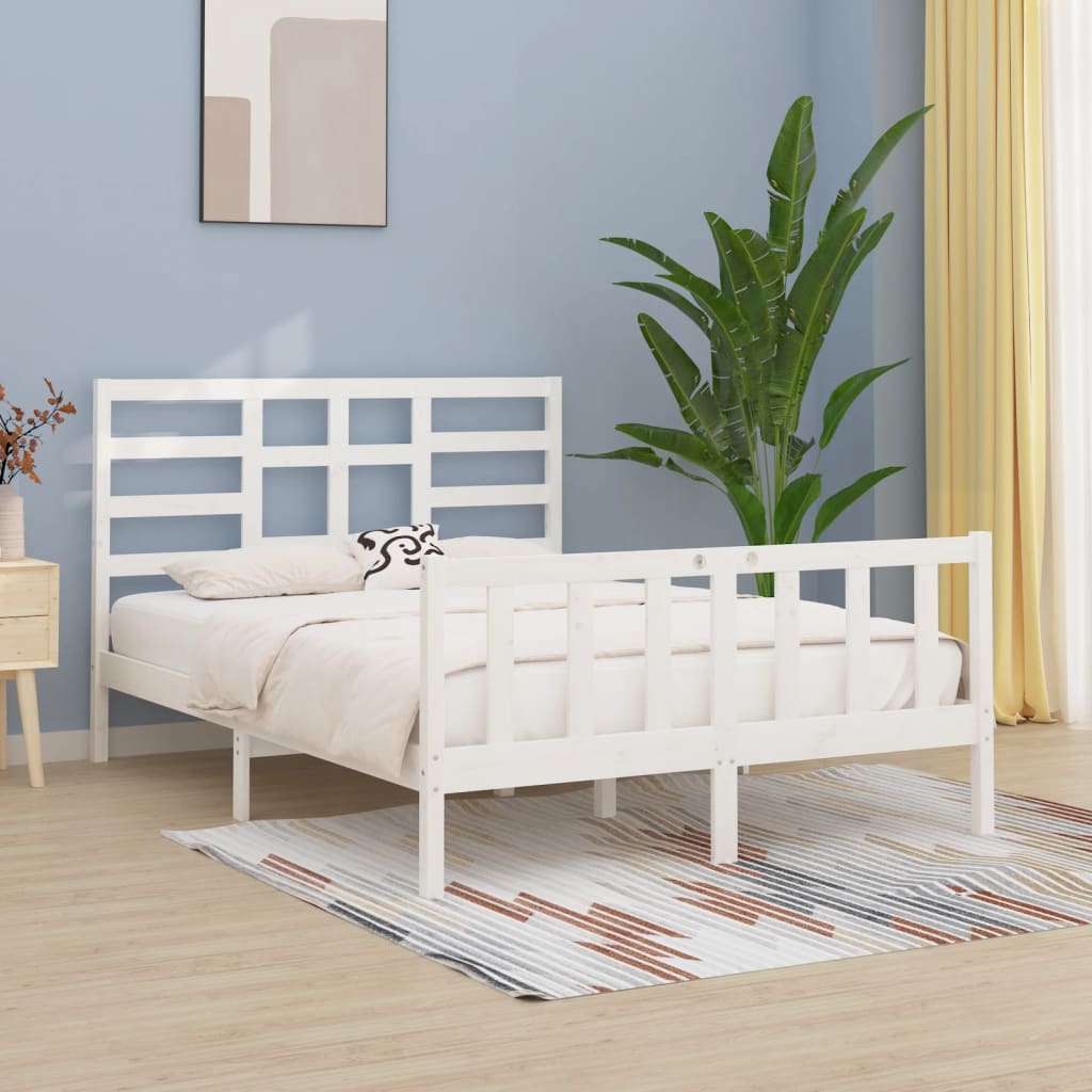 vidaXL Estructura de cama sin colchón madera de pino blanca 120x200 cm