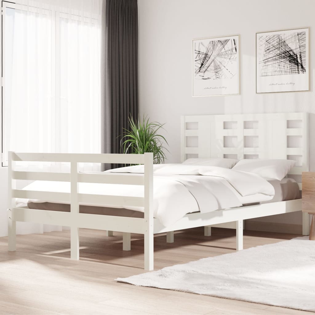 vidaXL Estructura de cama sin colchón madera de pino blanca 120x200 cm