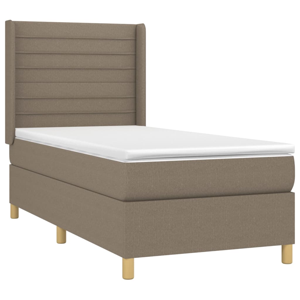vidaXL Cama box spring colchón y luces LED tela gris taupe 90x200 cm - Image 4