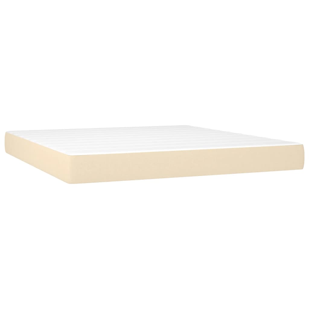 vidaXL Cama box spring colchón y luces LED tela crema 160x200 cm - Image 6