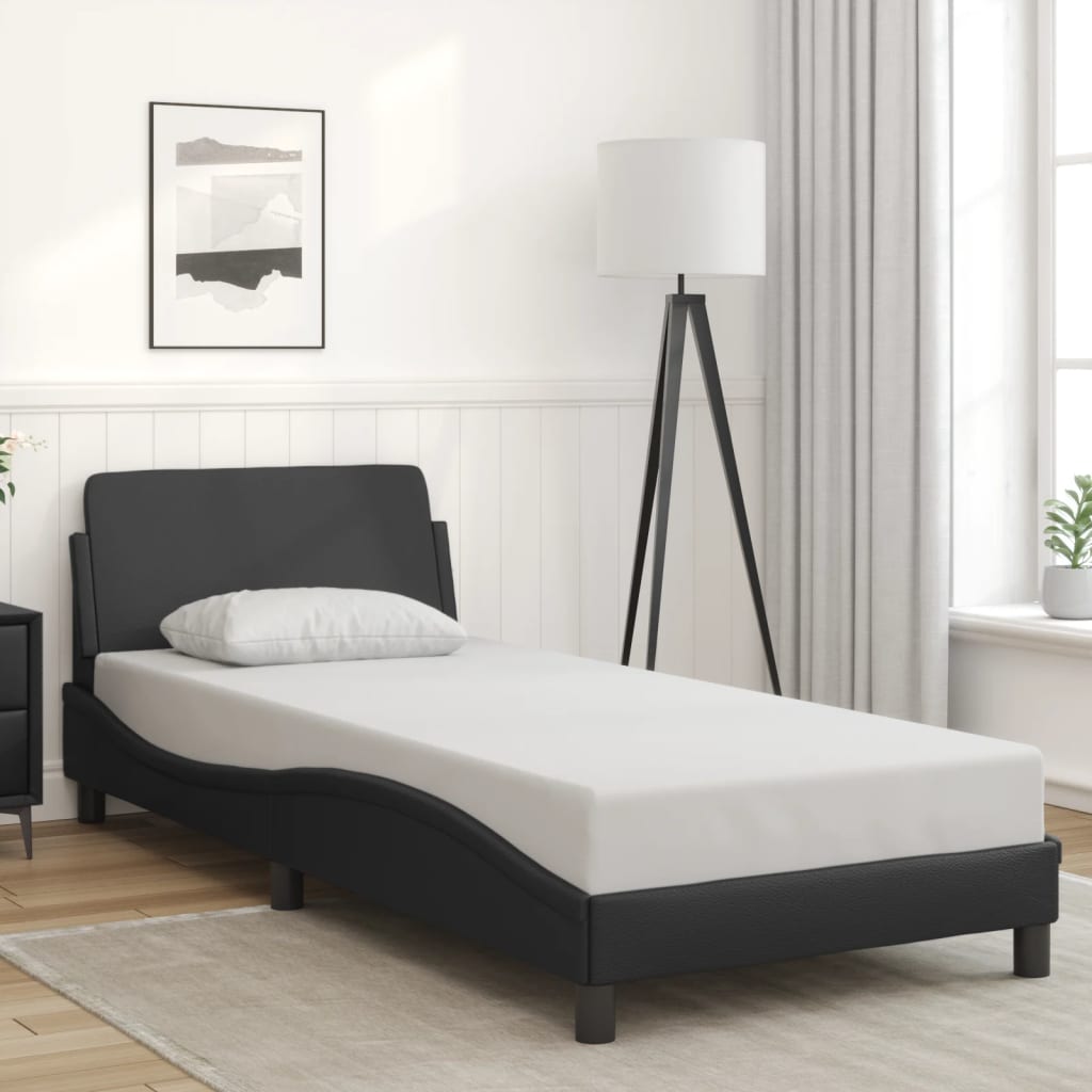 vidaXL Estructura de cama sin colchón cuero sintético negro 90x200 cm