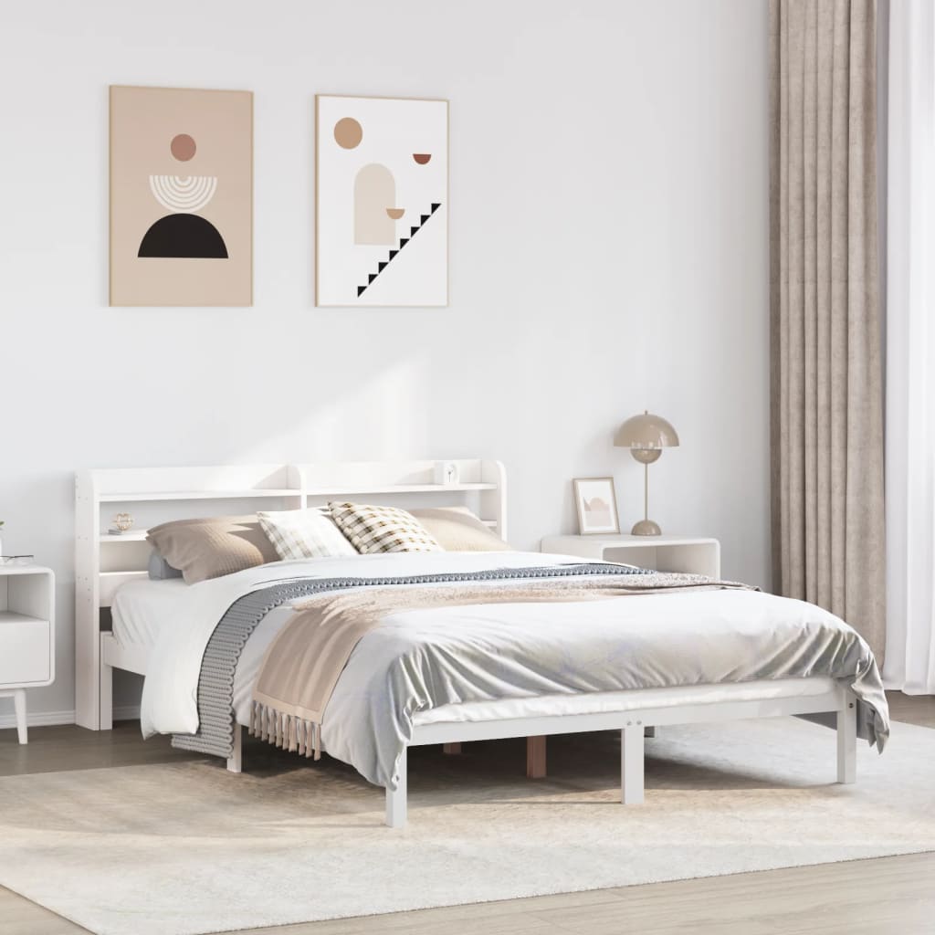 vidaXL Estructura de cama sin colchón madera de pino blanca 140x200 cm