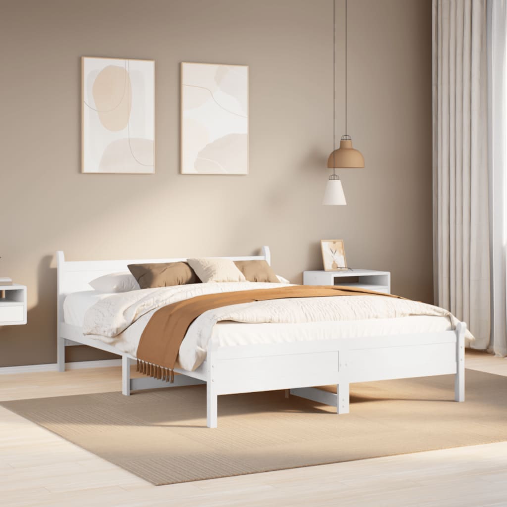 vidaXL Estructura de cama sin colchón madera de pino blanca 120x200 cm