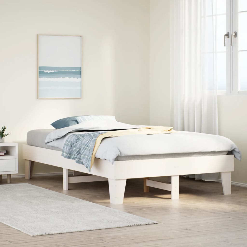 vidaXL Estructura de cama sin colchón madera de pino blanca 120x200 cm